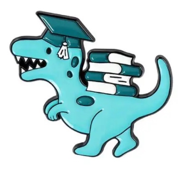 1 LEFT‼️ Nerdy Dinosaur Enamel Pin Smart T-Rex Grad Student Backpack Dino Badge - Picture 7 of 9